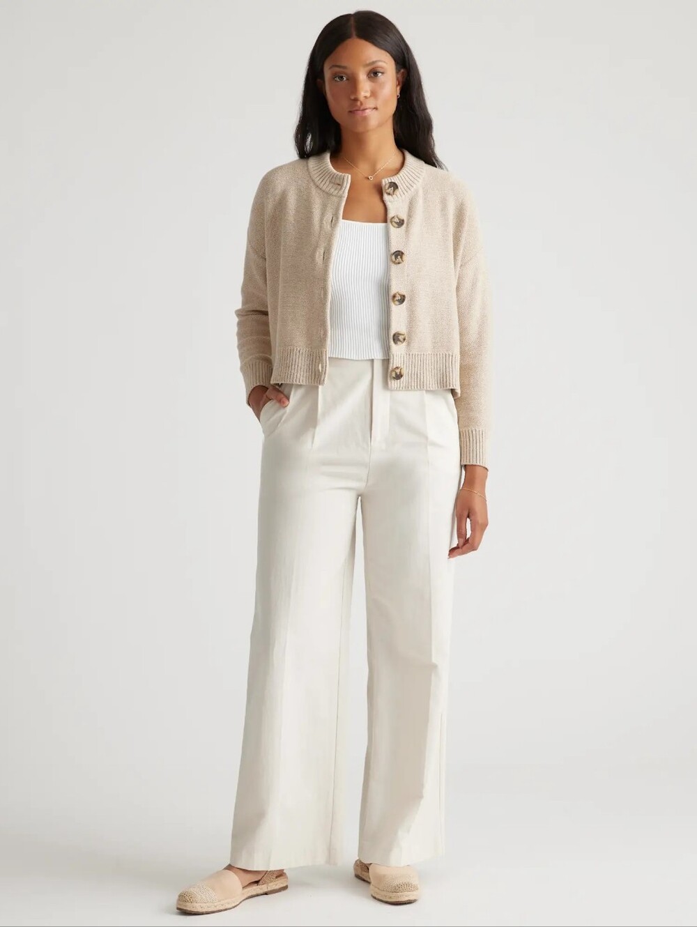 QUINCE 100% Organic Cotton Cropped Cardigan - Size S - Picture 2 of 8